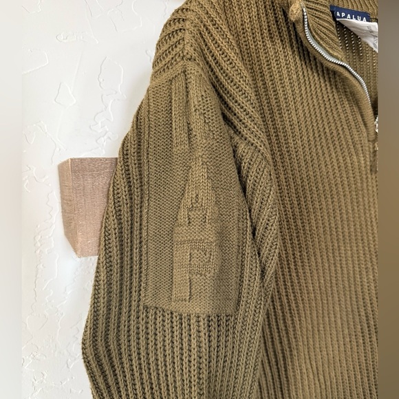Kapalua|Olive thick knit ribbed sweater,quarter zip•••boho style,size medium - Picture 4 of 11